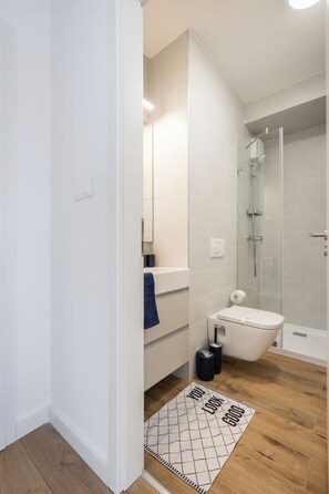 Hair dryer, towels, toilet paper