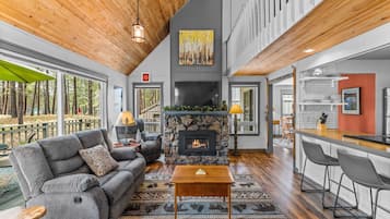 Smart TV, fireplace, table football