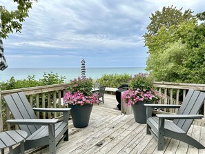 Terrace/patio - Empire Beach House - Lake Michigan cottage with firepit, grill & furnished deck (Empire)