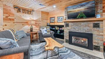 Televisor intel·ligent, llar de foc i llibres