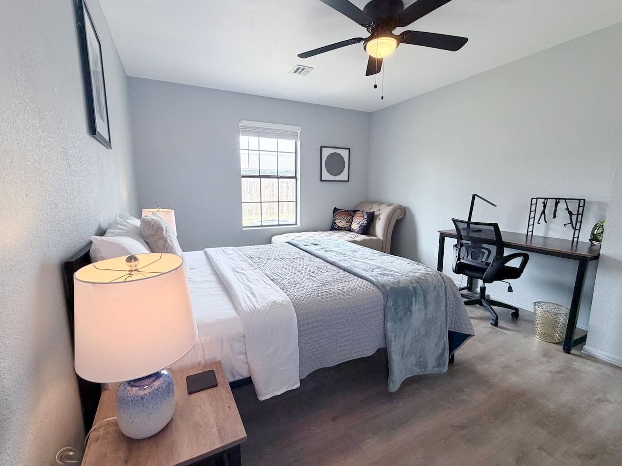 Desk, iron/ironing board, travel crib, WiFi (free)