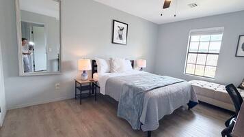 Desk, iron/ironing board, travel crib, WiFi (free)