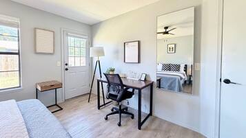 Desk, iron/ironing board, WiFi (free), bed sheets