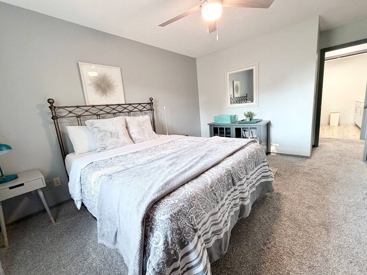 Desk, iron/ironing board, travel crib, WiFi (free)