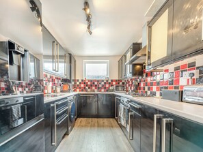 Dishwasher, highchair, cookware/dishes/utensils
