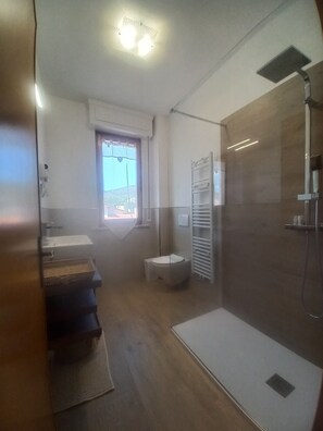 Dusche, Haartrockner, Bidet, Handtücher