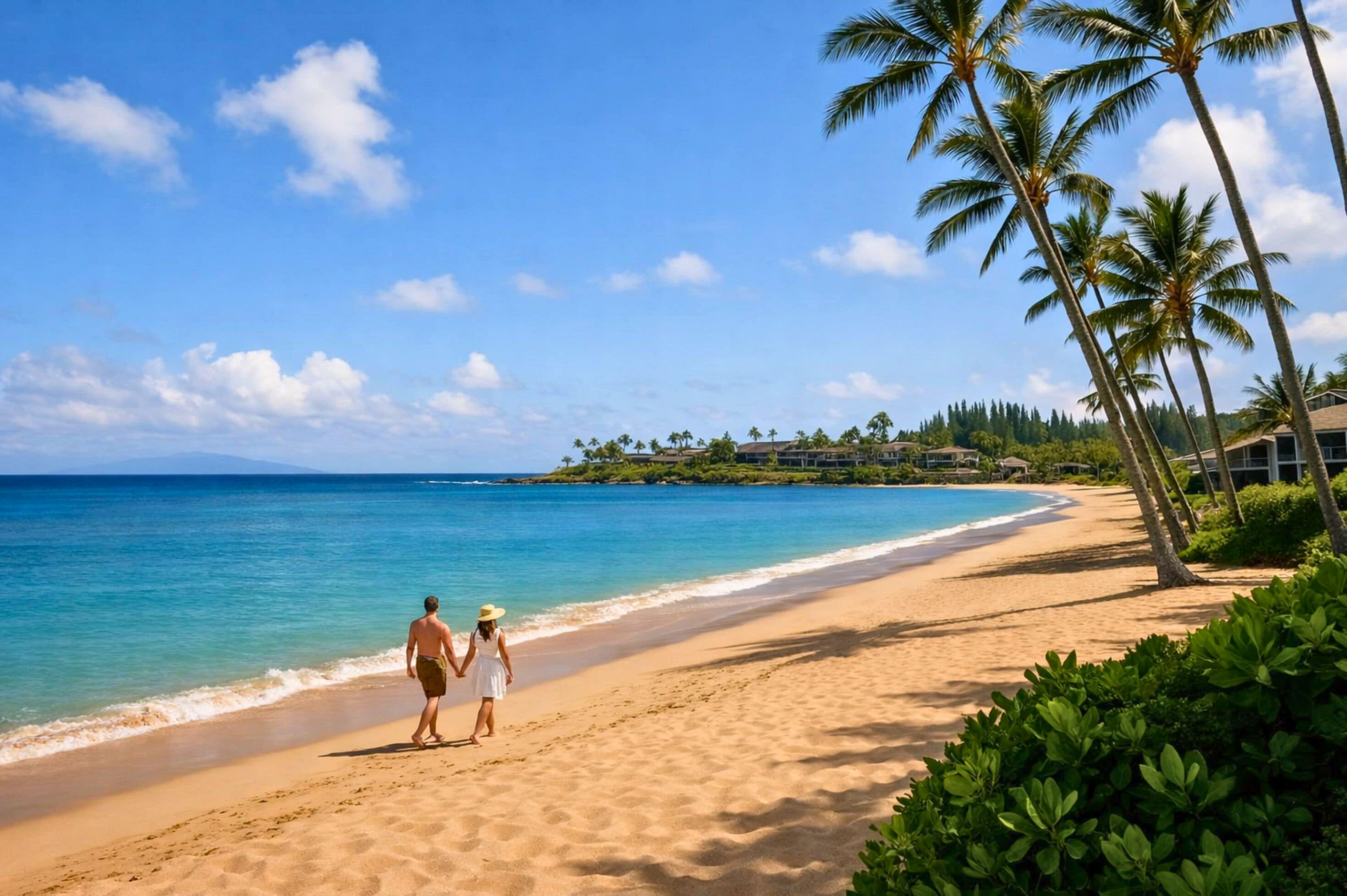 On the beach, white sand