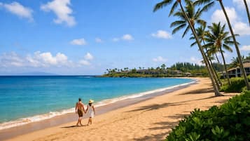On the beach, white sand