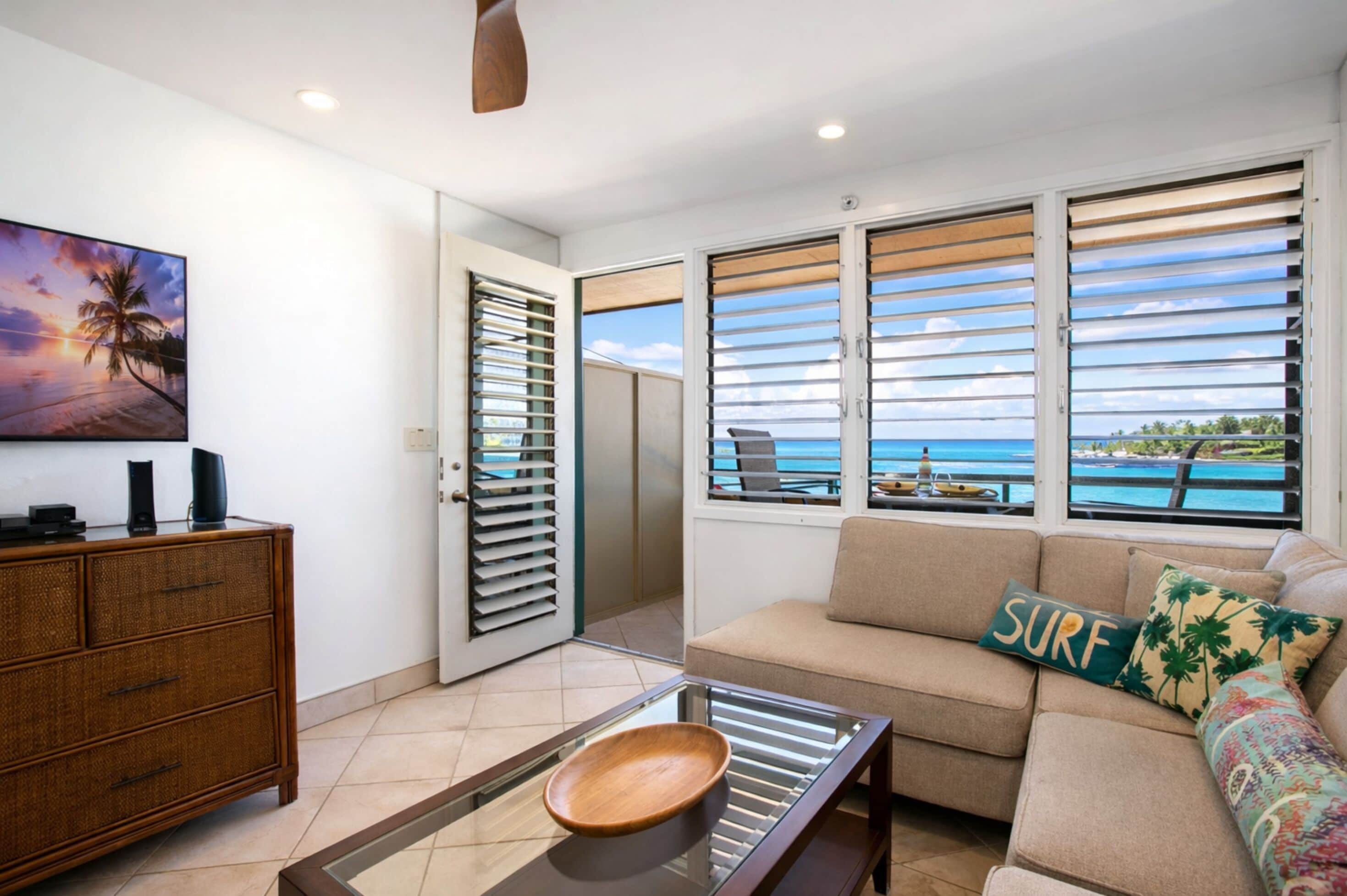 빌라 (Studio, Oceanfront, Sleeps 2(NAB-107)) | 거실 공간 | 평면 TV