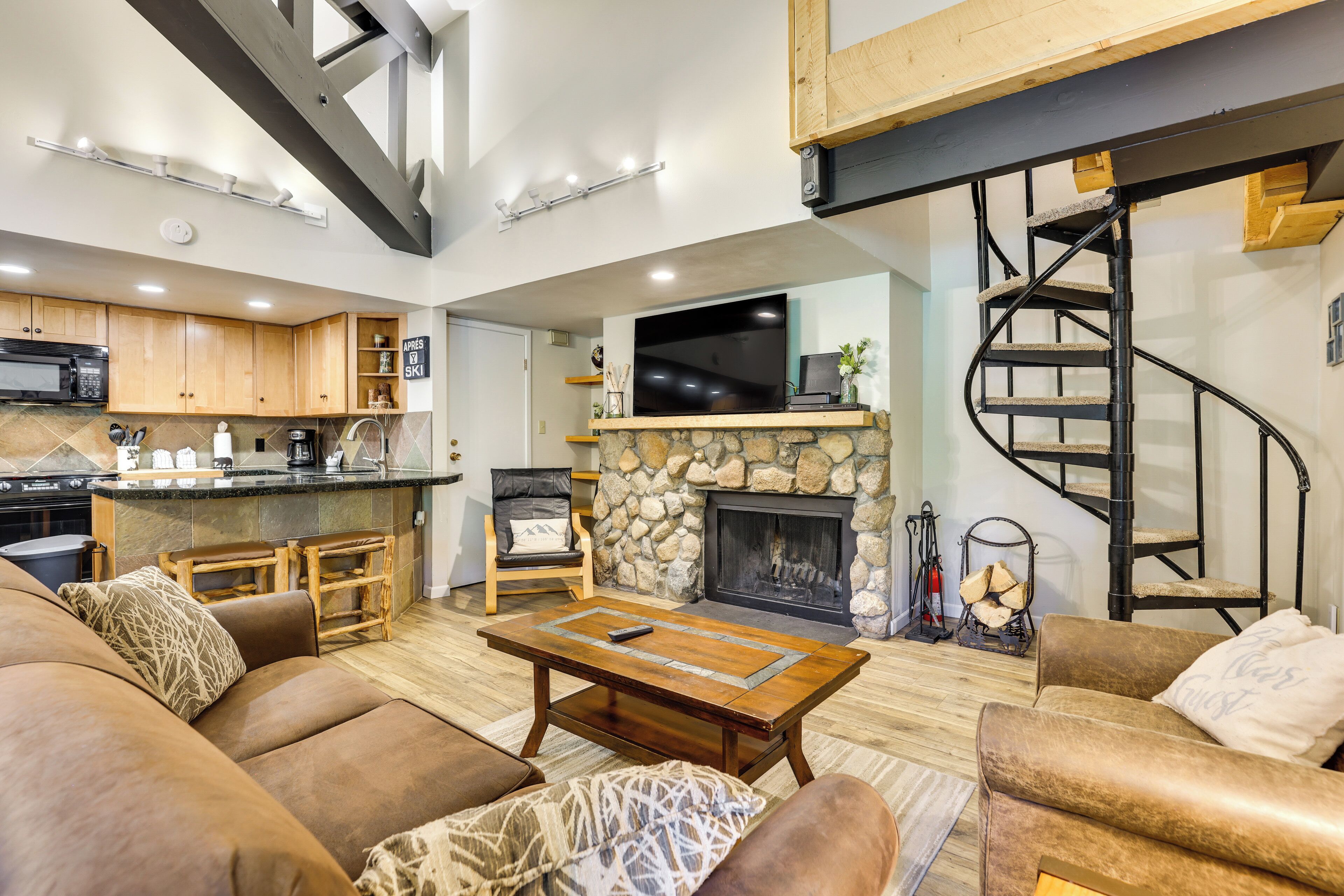 TV, fireplace, DVD player, video library