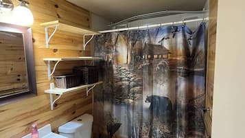 Shower, soap, toilet paper