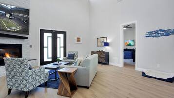 Smart TV, fireplace, video games, books