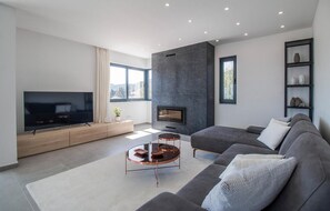 TV, fireplace