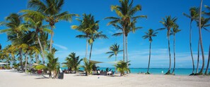 Beach nearby, sun loungers, beach towels