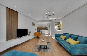 TV, fireplace