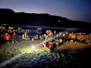 Aan een privéstrand