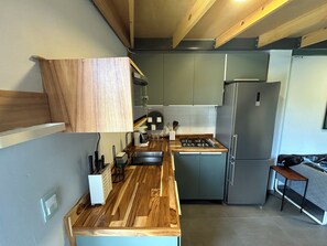 Microwave, stovetop, coffee/tea maker, toaster
