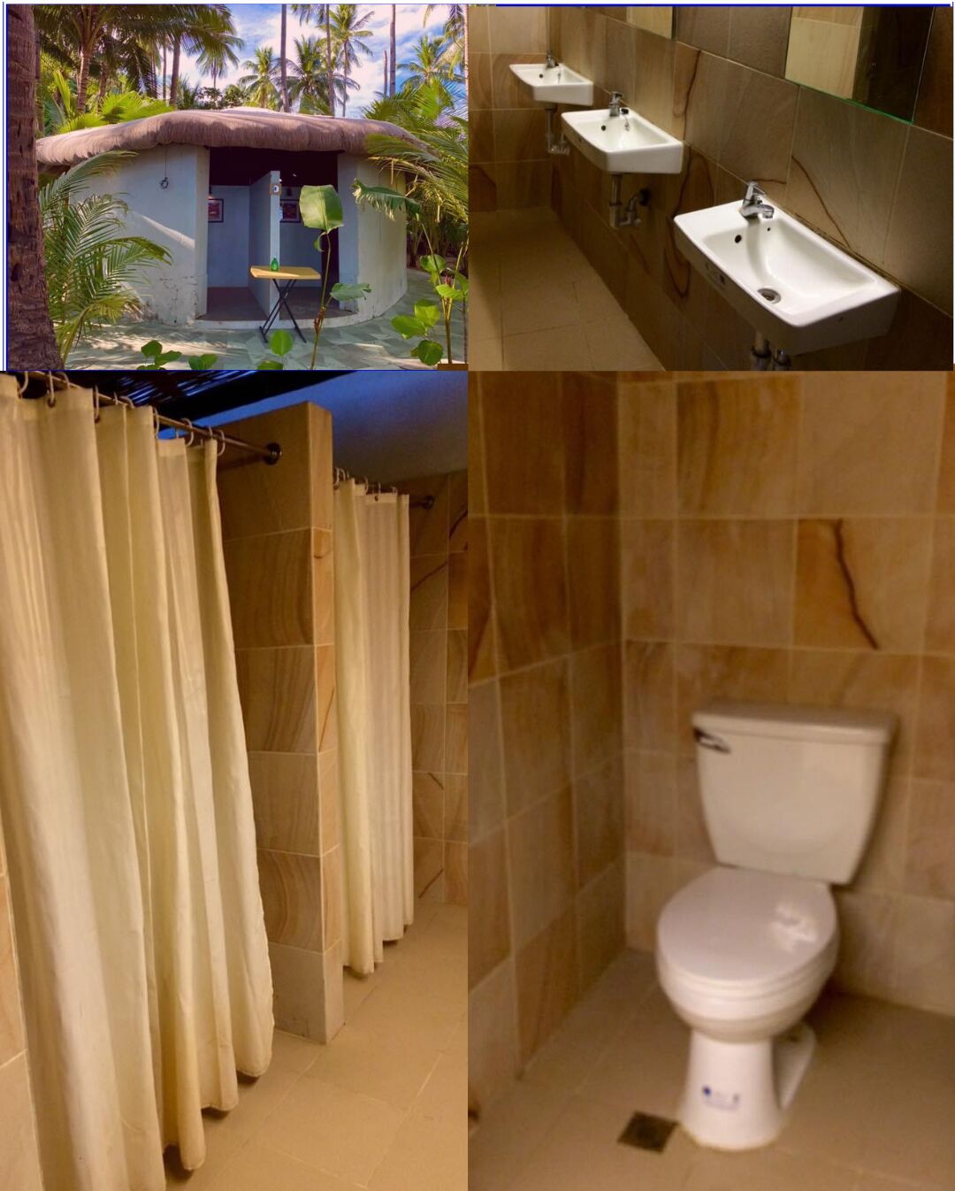 A bathroom with a toilet, sink, and shower curtain.