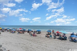 On the beach, sun loungers, beach towels - Direct Ocean Front!  Beautiful Cabana End Unit GROUND FLOOR...rare find! (Murrells Inlet)
