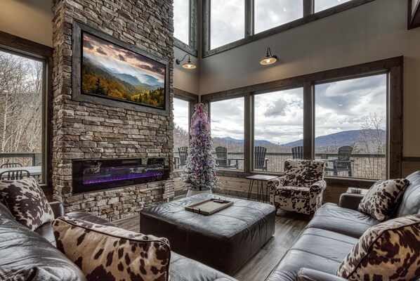 TV, fireplace, video games