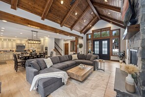 Smart TV, fireplace, foosball, table tennis