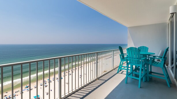 A balcony with a view of the beach and ocean. - Lighthouse 1507 by Liquid Life (Gulf Shores)