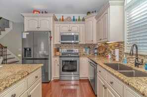 Fridge, microwave, oven, stovetop - Beautiful custom beach house in Ocean Lakes Family 
Campground-site U11 (Myrtle Beach)