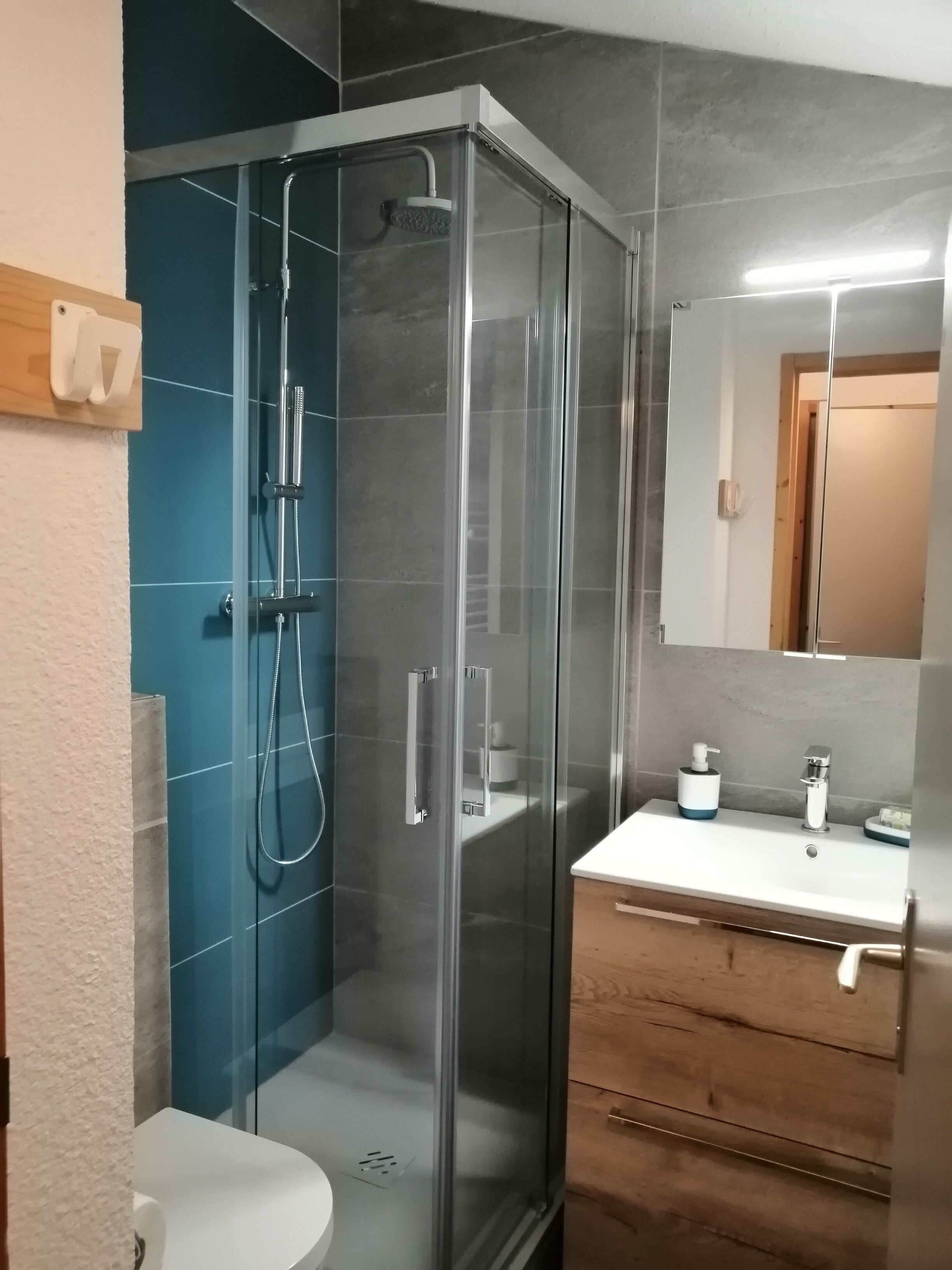 Douche, sèche-cheveux