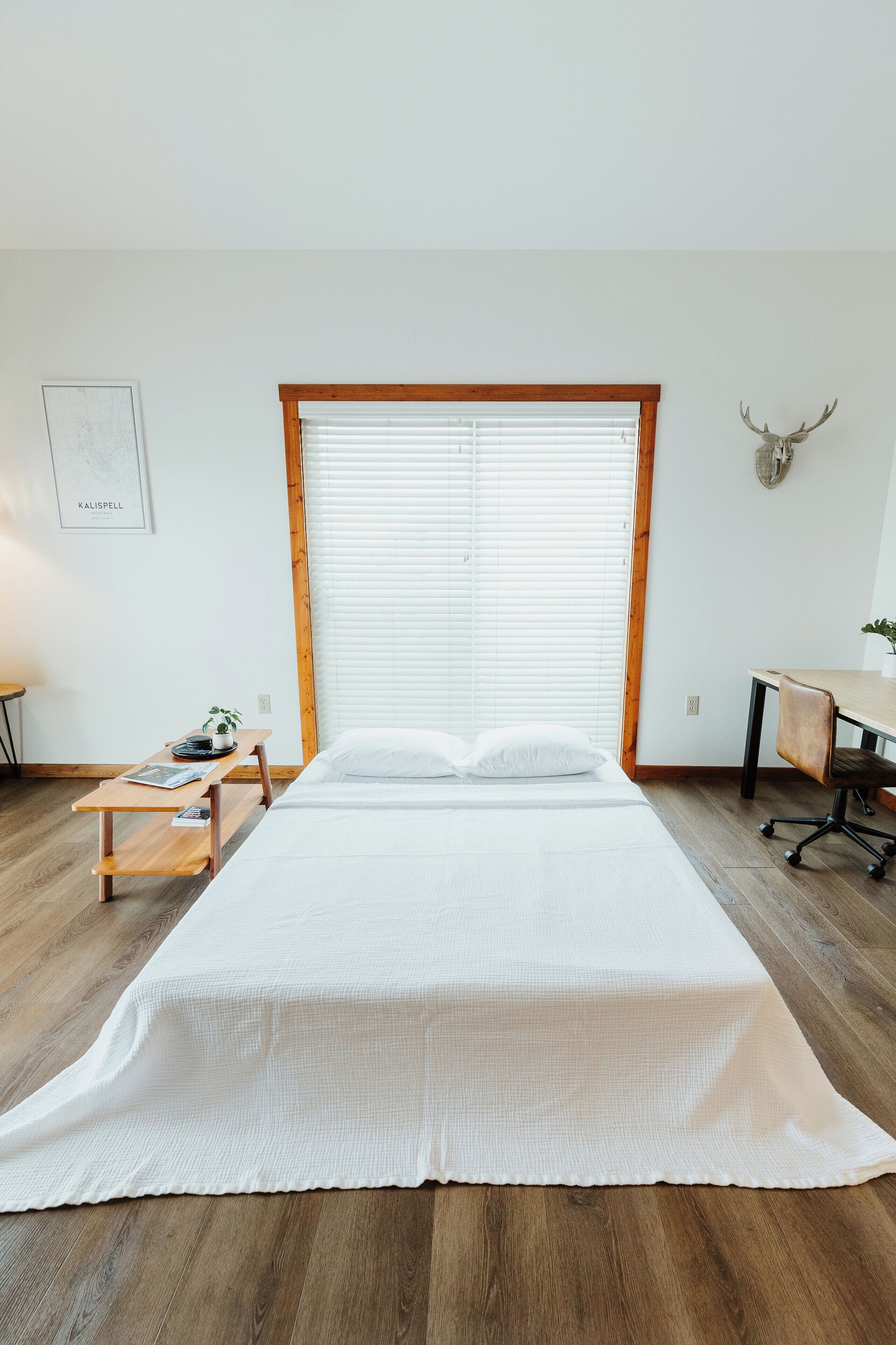 [Living area] Our comfortable sleeper sofa converts into a queen bed that sleeps two people. We provide organic linens and pillows of varying firmness for a great night's sleep.