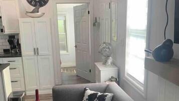 Älytelevisio, takka, kirjoja, stereot