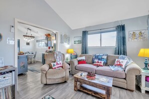 Smart TV, fireplace, DVD player, books