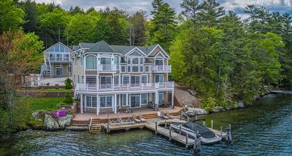 Leaward Shores Guesthouse | Lake view home in Moultonborough with dock & deck