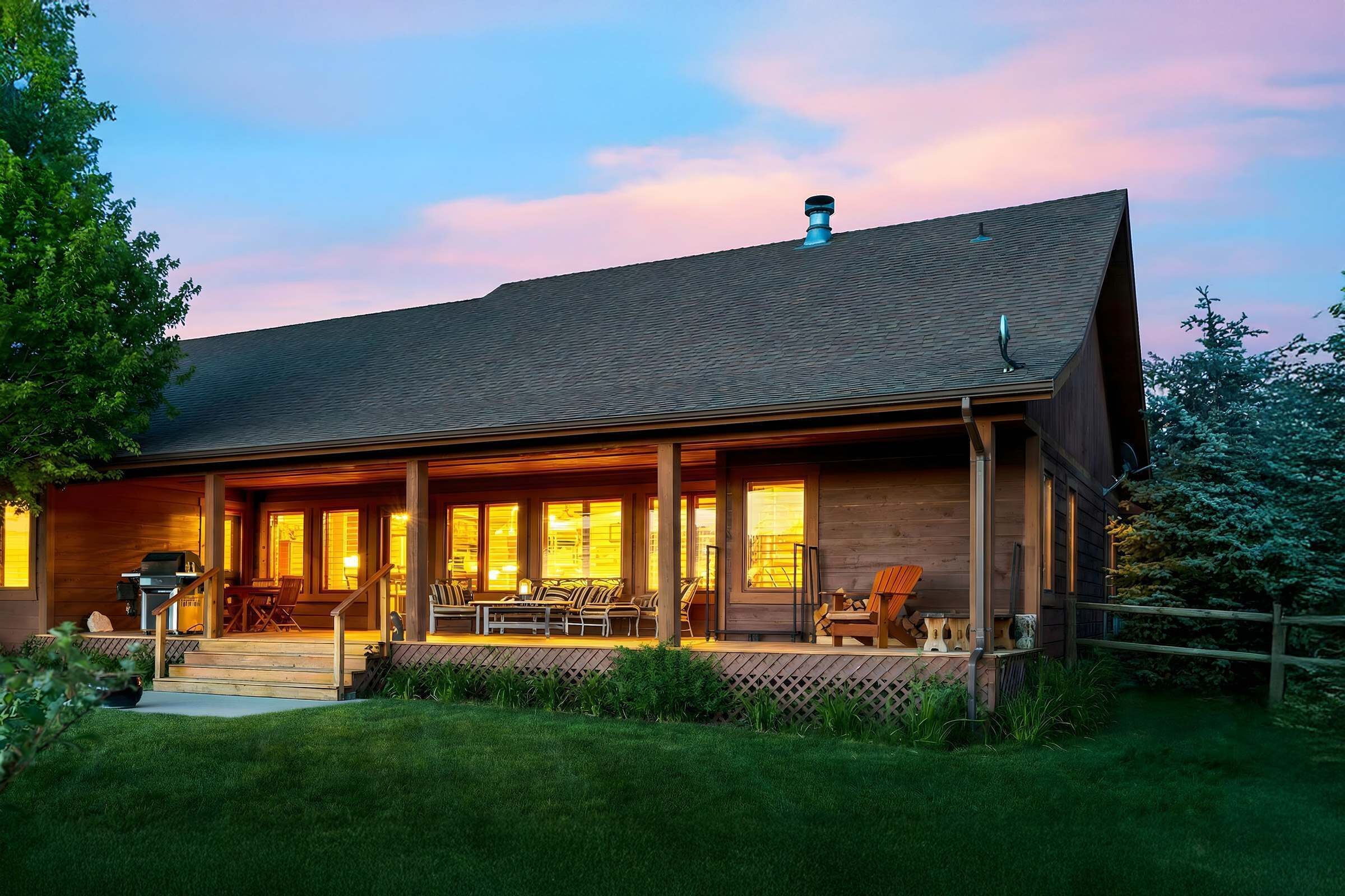 The backyard and covered patio provide the memorable and peaceful retreat (new hot tub not shown)