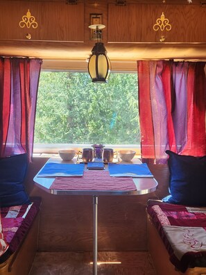 Interior - Boho Caravan themed,  Vintage 1961 Oasis Camper (Monroe)