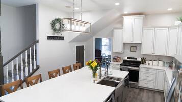 Fridge, microwave, coffee/tea maker, ice maker