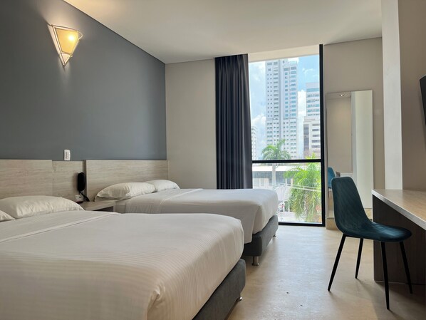 Rilux Twin Vista a la Ciudad | Bộ đồ giường cao cấp, chăn bông, nệm có lớp đệm bông, minibar