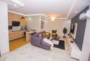 Living area - Exquisite One bed, 1.5 bath. 10 and 15 minutes away from the closest beaches. (Lagos)