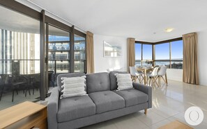 Apartment, 2 Bedrooms, Partial Sea View | Living area - Top of the Mark - Q Stay (Surfers Paradise)