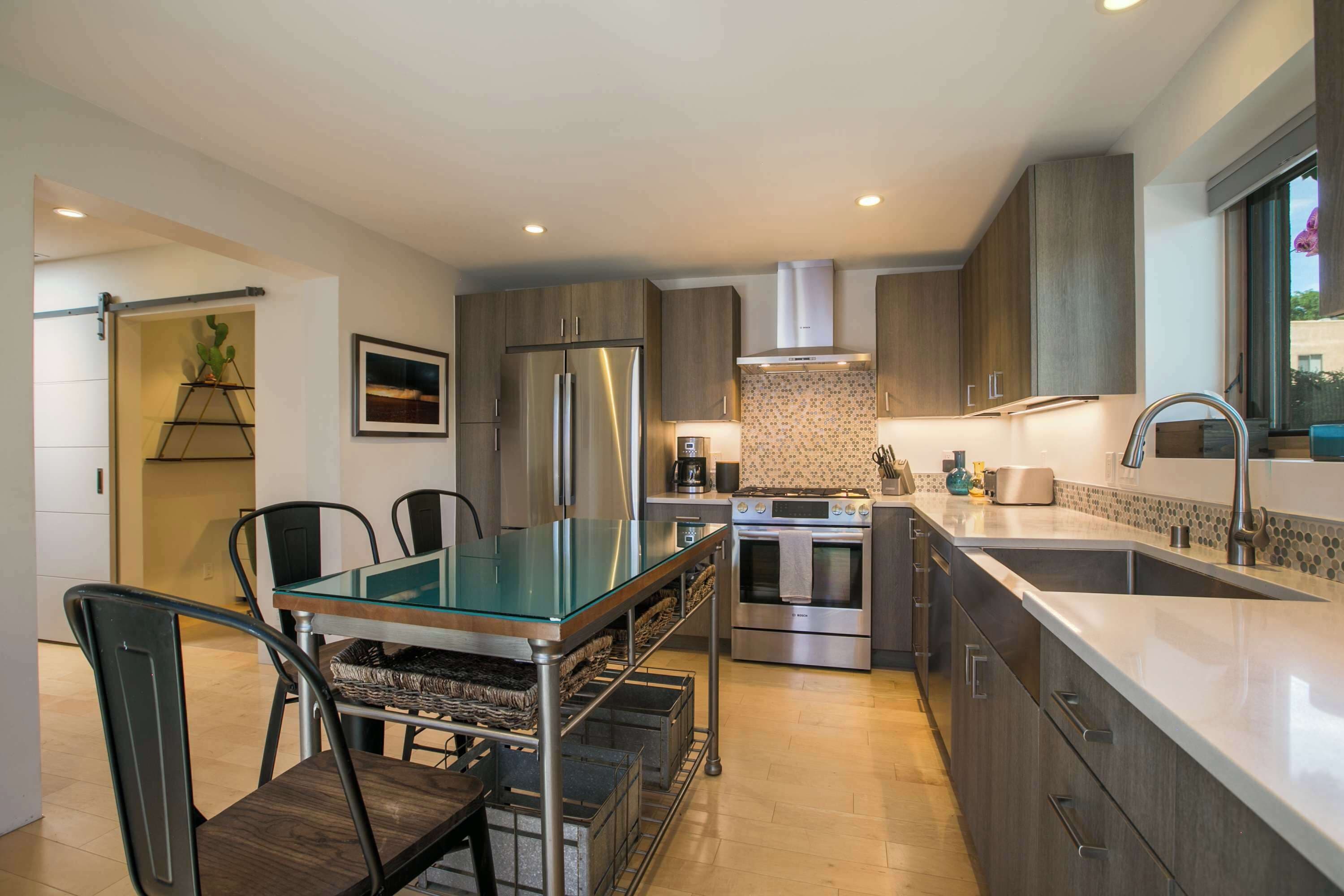 Fridge, microwave, oven, dishwasher