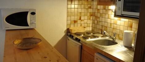 Réfrigérateur, micro-ondes, plaque de cuisson, lave-vaisselle