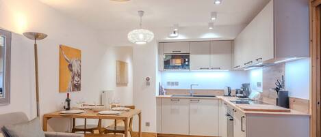 Fridge, microwave, oven, dishwasher
