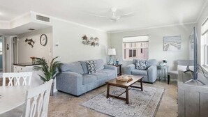 Living area - 2BR waterfront Marco Island condo with pool, WiFi, and heated pool. (Marco Island)