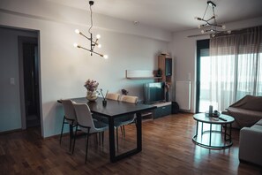Panoramic Apartment, 2 Bedrooms, Non Smoking, Sea View | Living area - Eden's Athens - Sunset Retreat (Glyfada)