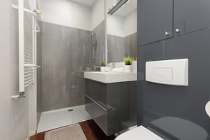 Apartamento, 1 quarto, cozinha | Banheiro | Chuveiro, toalhas de banho
