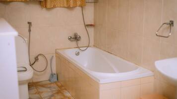 Shower, slippers, towels