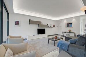 21-inch flat-screen TV with cable channels