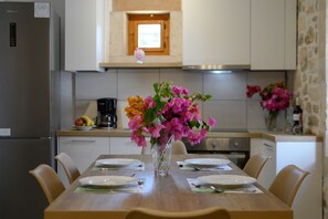 Fridge, microwave, oven, dishwasher - View Mare Maroulas,pool,Near tavern & minimarket (Maroulas)