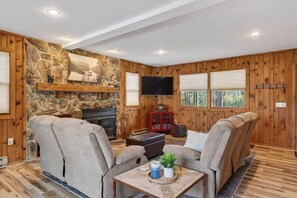 TV, fireplace, DVD player, stereo