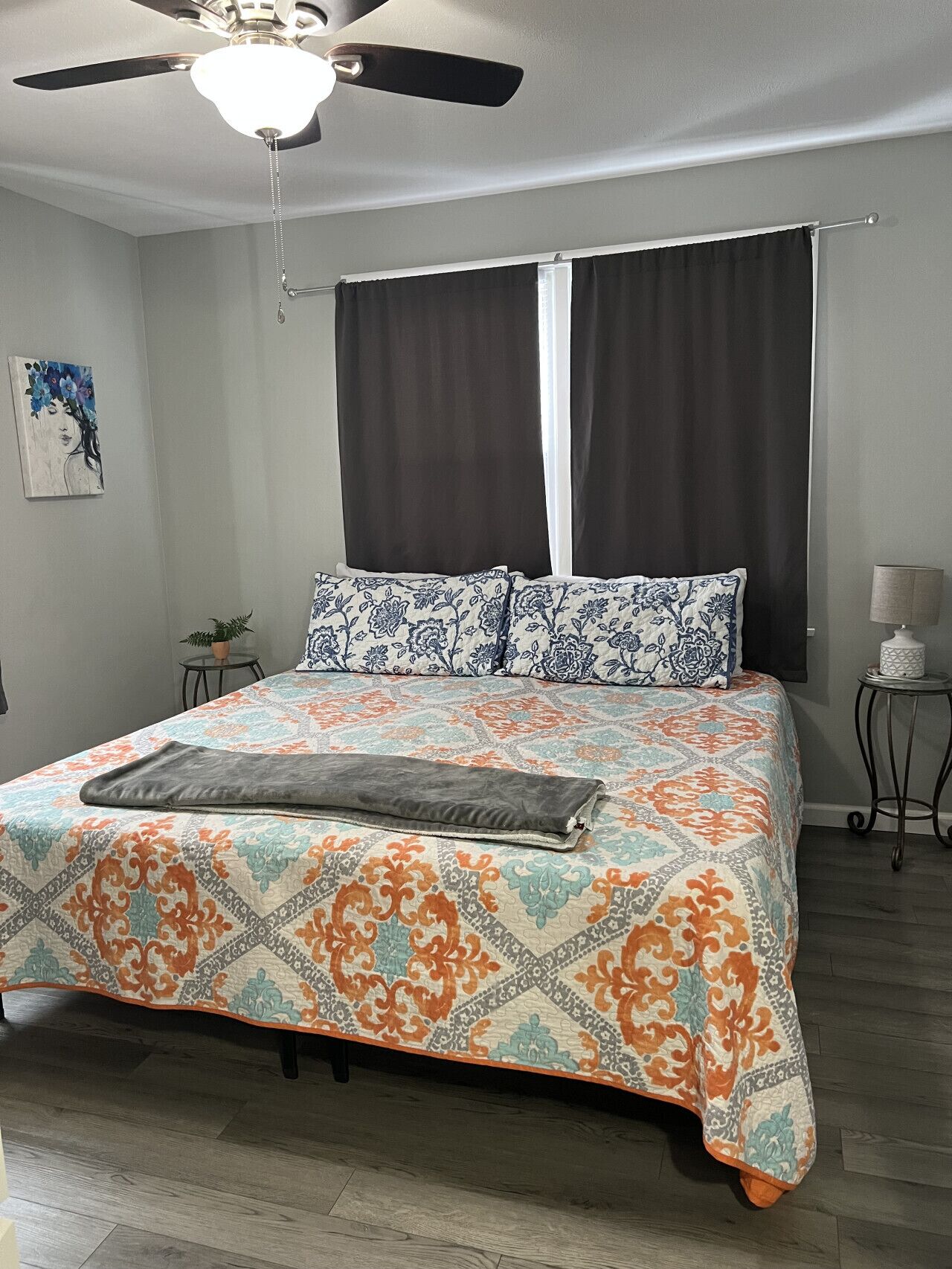 1 bedroom, desk, iron/ironing board, travel crib