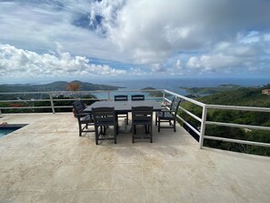 Outdoor dining - Harbor Lights Villa. Harbor views an with inviting pool! (St Thomas)